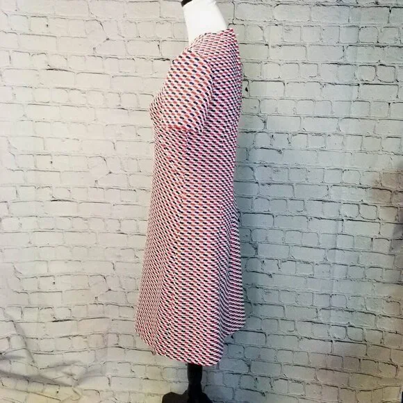 Vtg 60s 70s mod mcm double knit red white blue dress - Picture 7 of 8